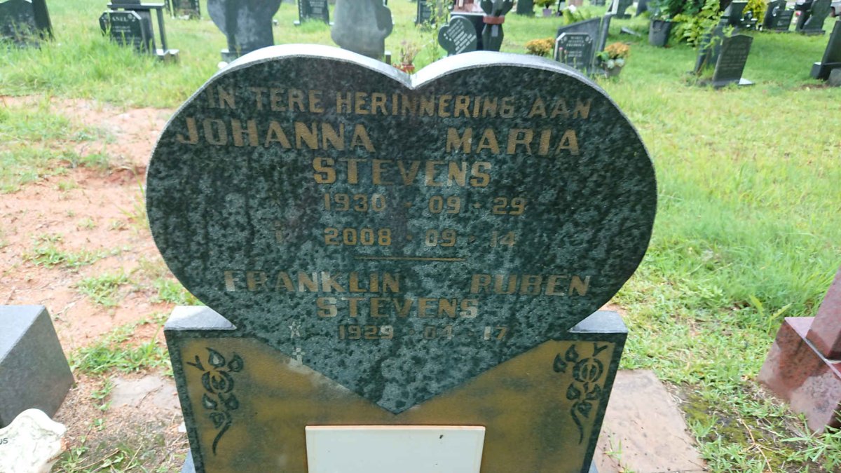 STEVENS Franklin Ruben 1929- &amp; Johanna Maria 1930-2008