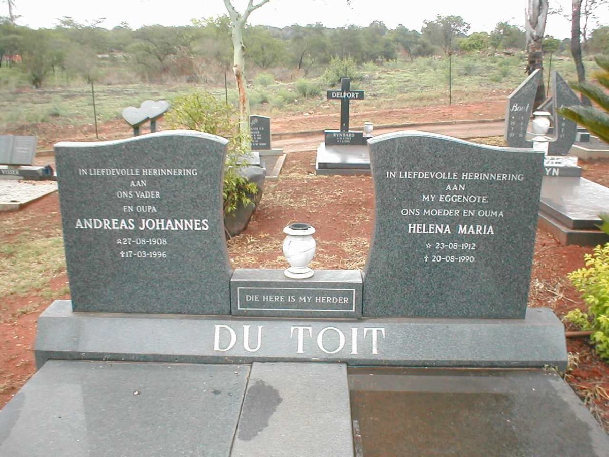 TOIT Andreas Johannes, du 1908-1996 &amp; Helena Maria 1912-1990