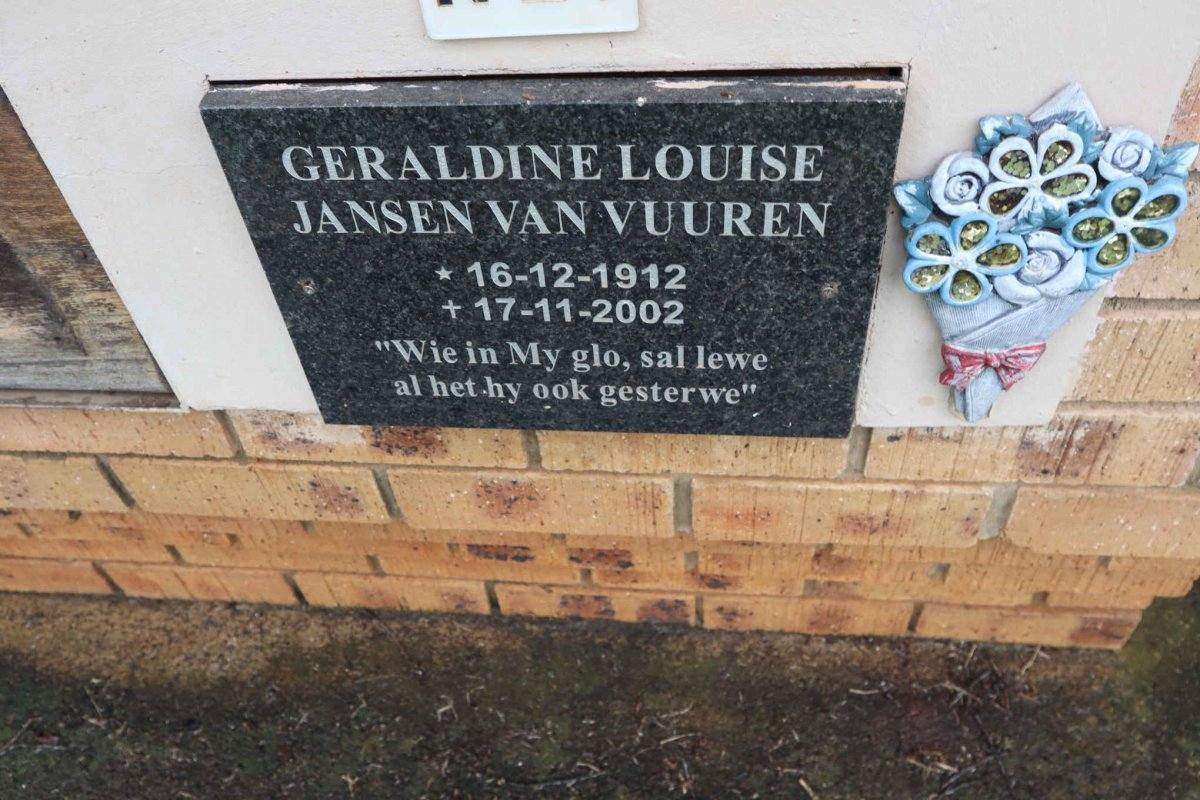 VUUREN Geraldine Louise, Jansen van 1912-2002