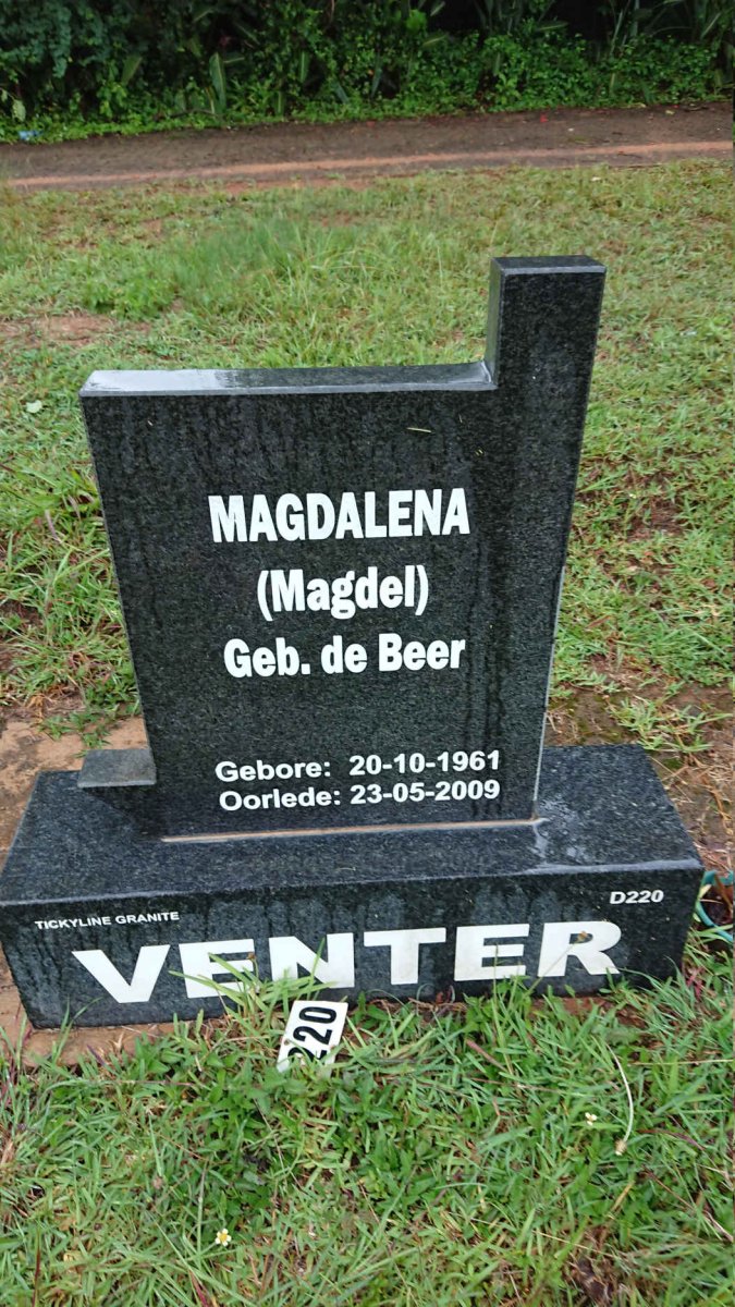 VENTER Magdalena nee DE BEER 1961-2009