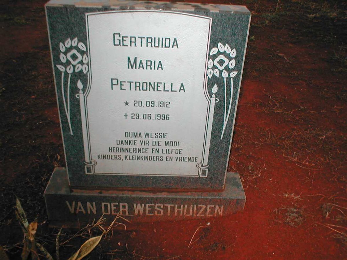 WESTHUIZEN Gertruida Maria Petronella, van der 1912-1996