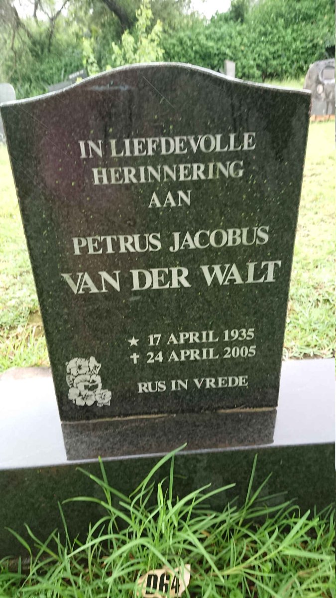 WALT Petrus Jacobus, van der 1935-2005
