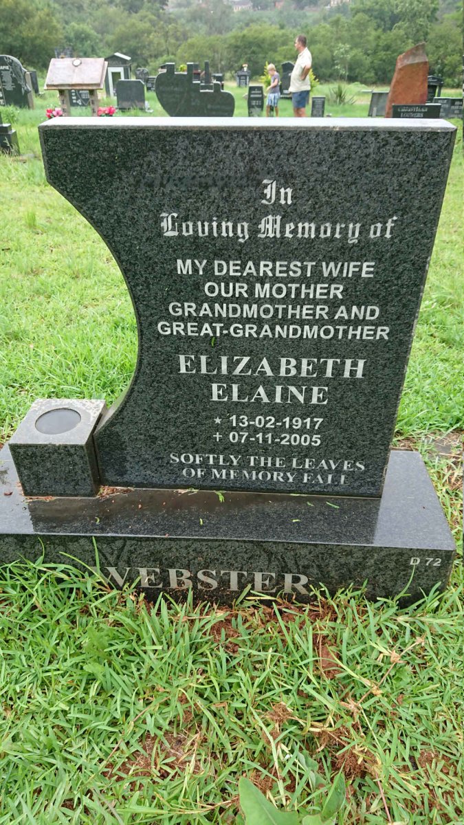 WEBSTER Elizabeth Elaine 1917-2005