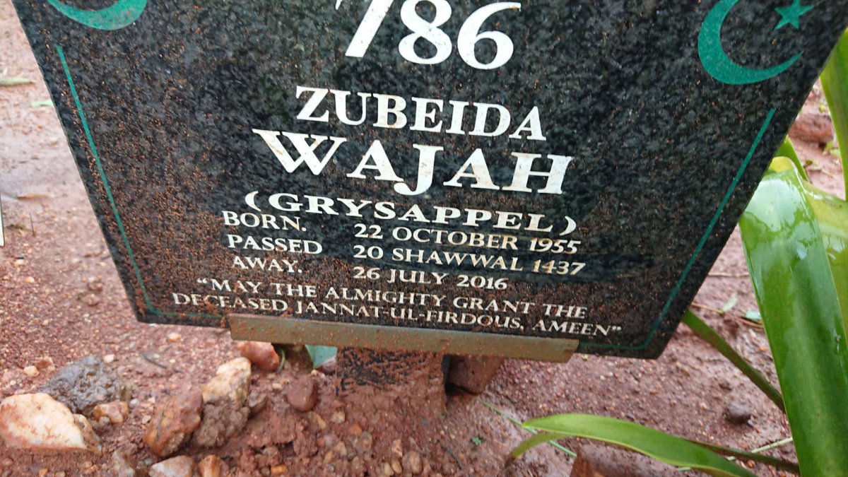 WAJAH Zubeida nee GRYSAPPEL 1955-2016