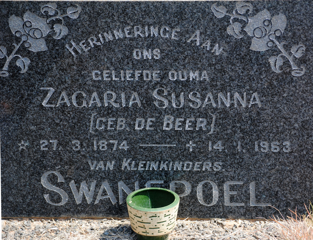 SWANEPOEL Zagaria Susanna nee DE BEER 1874-1963