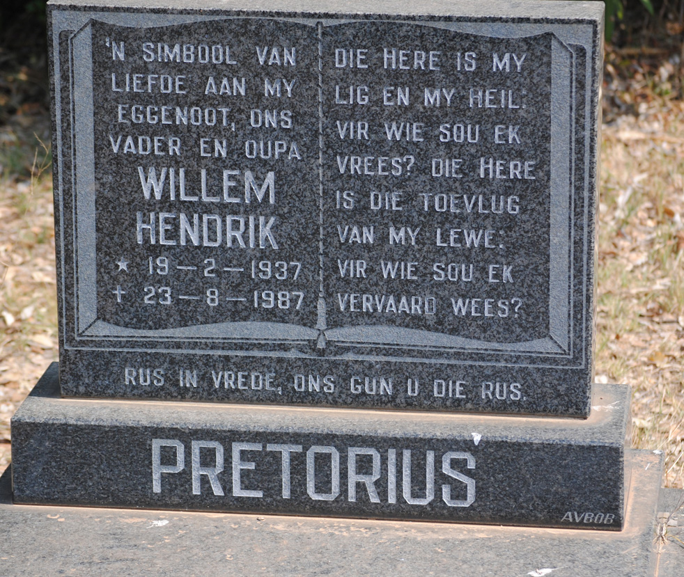 PRETORIUS Willem Hendrik 1937-1987