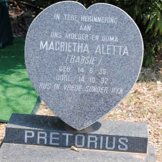 PRETORIUS Magrietha Aletta 1935-1992