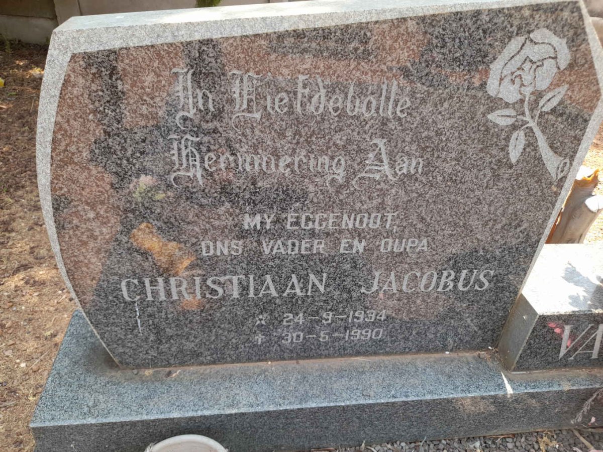 MERWE Christiaan Jacobus, van der 1934-1990 &amp; Maria Martha 1937-2013