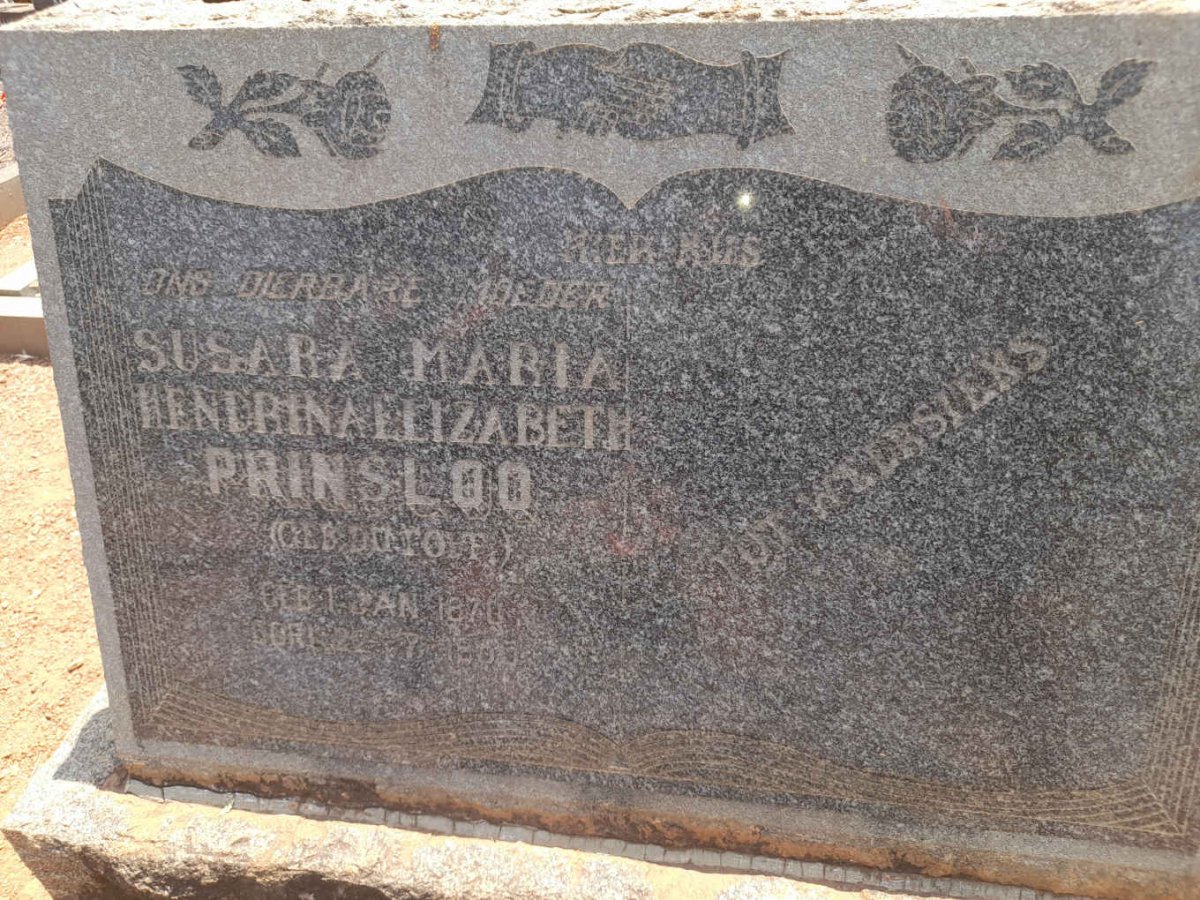 PRINSLOO Susara Maria Hendrina Elizabeth nee DU TOIT 1870-1950