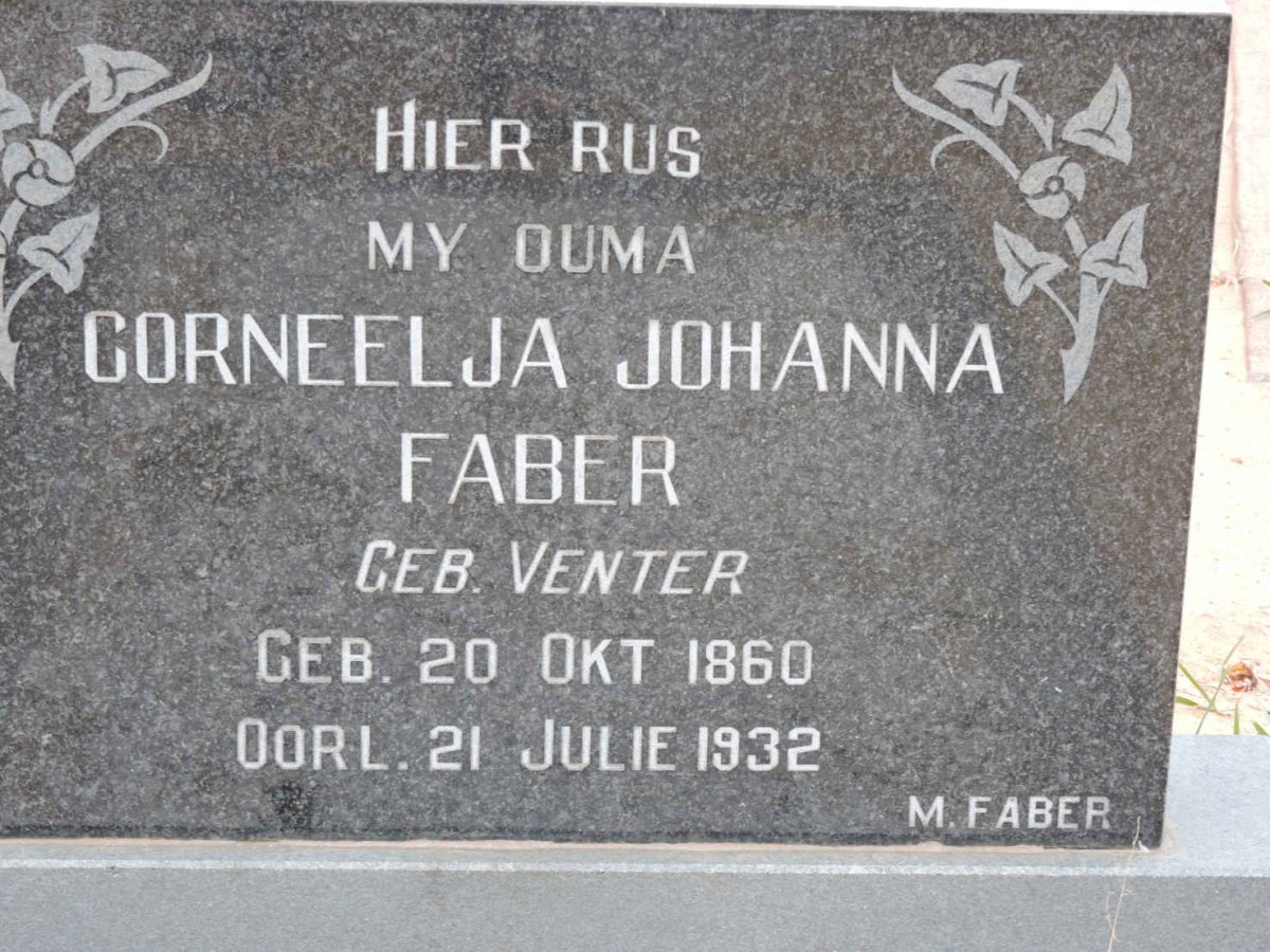FABER Corneelja Johanna nee VENTER 1860-1932