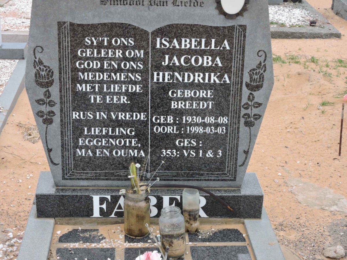 FABER Isabella Jacoba Hendrika nee BREEDT 1930-1998