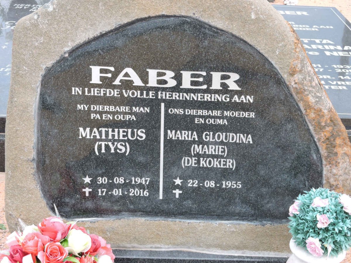 FABER Matheus 1947-2016 &amp; Maria Gloudina DE KOKER 1955-
