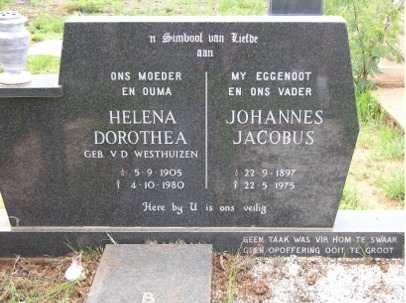 BOSHOFF Johannes Jacobus 1897-1975  &amp; Helena Dorothea VAN DER WESTHUIZEN  1905-1980