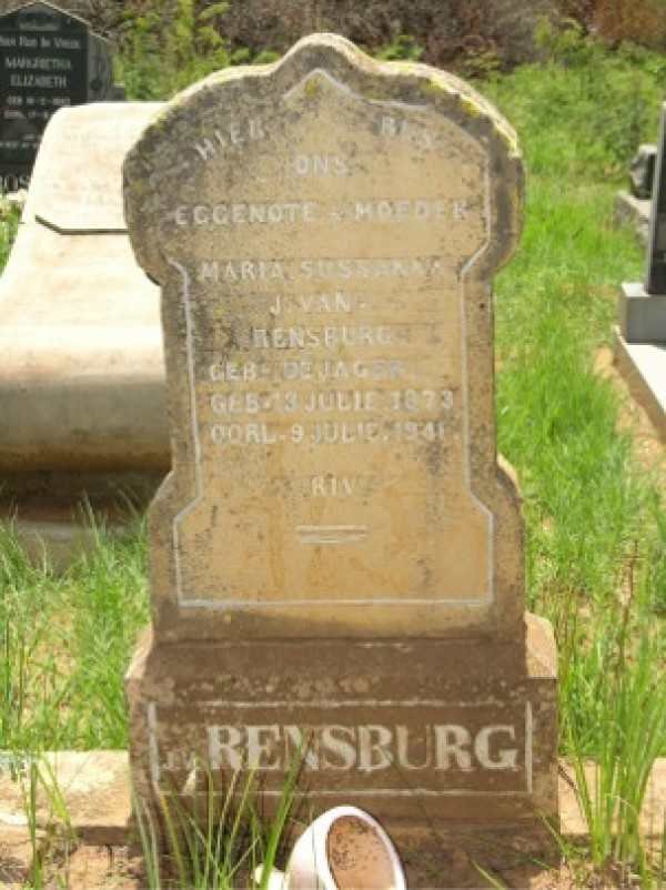 RENSBURG Maria Sussana, Jansen van nee DE JAGER 1873-1941