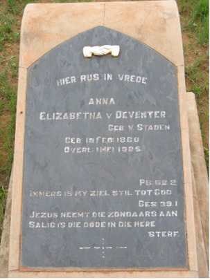 DEVENTER Anna Elizabetha,  van nee VAN STADEN 1860-1925
