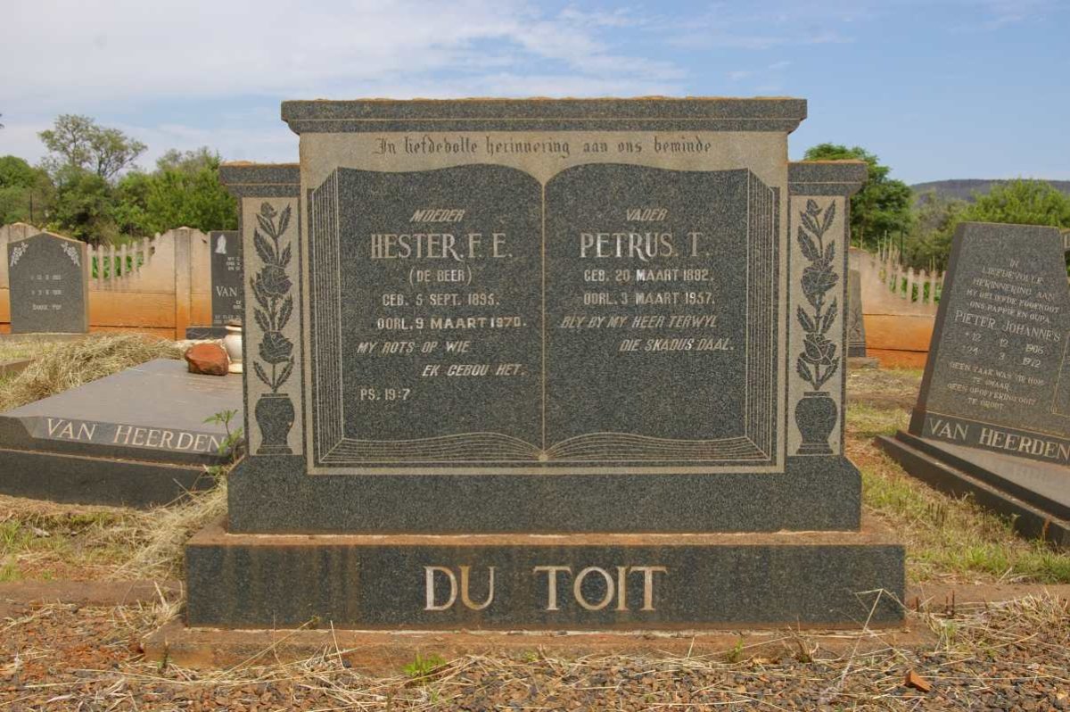 TOIT Petrus T., du 1882-1957 &amp; Hester F.E. DE BEER 1895-1970