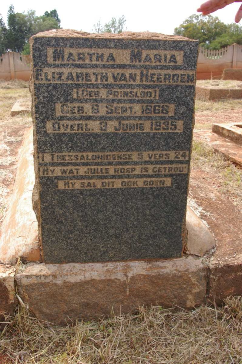 HEERDEN Martha Maria Elizabeth, van nee PRINSLOO 1868-1935