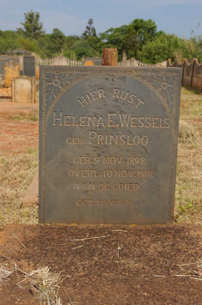 WESSELS Helena E. nee PRINSLOO 1898-1918