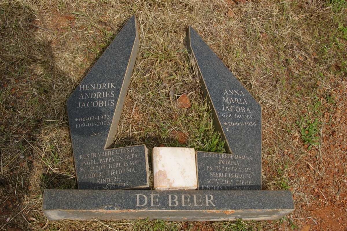 BEER Hendrik Andries Jacobus, de 1933-2005 &amp; Anna Maria Jacoba JACOBS 1936-