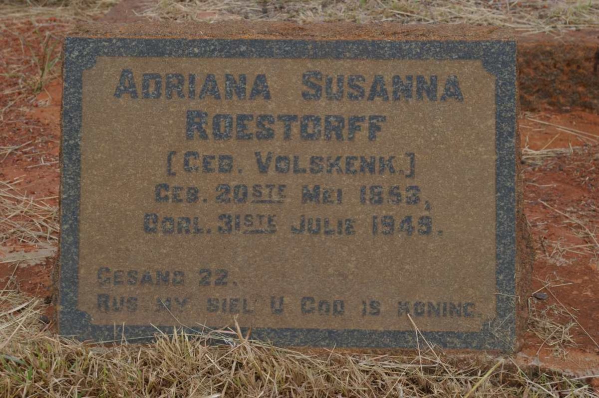 ROESTORFF Adriana Susanna nee VOLSKENK 1853-1945