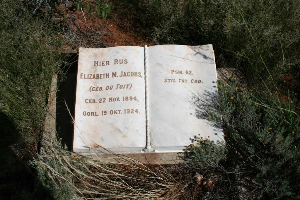 JACOBS Elizabeth M. nee DU TOIT 1894-1924