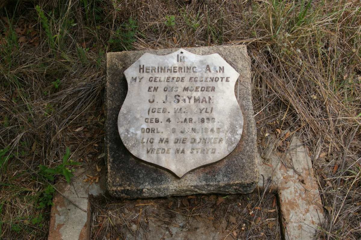 SNYMAN J.J. nee VAN ZYL 1896-1945