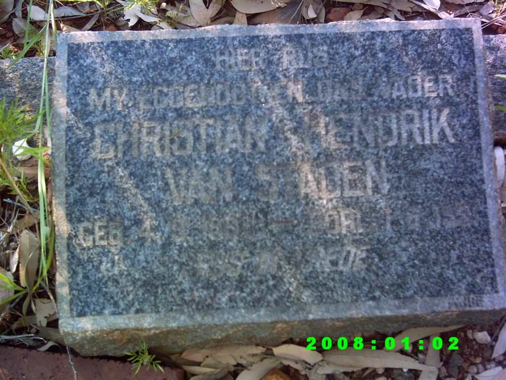 STADEN Christian Hendrik, van 188?-??
