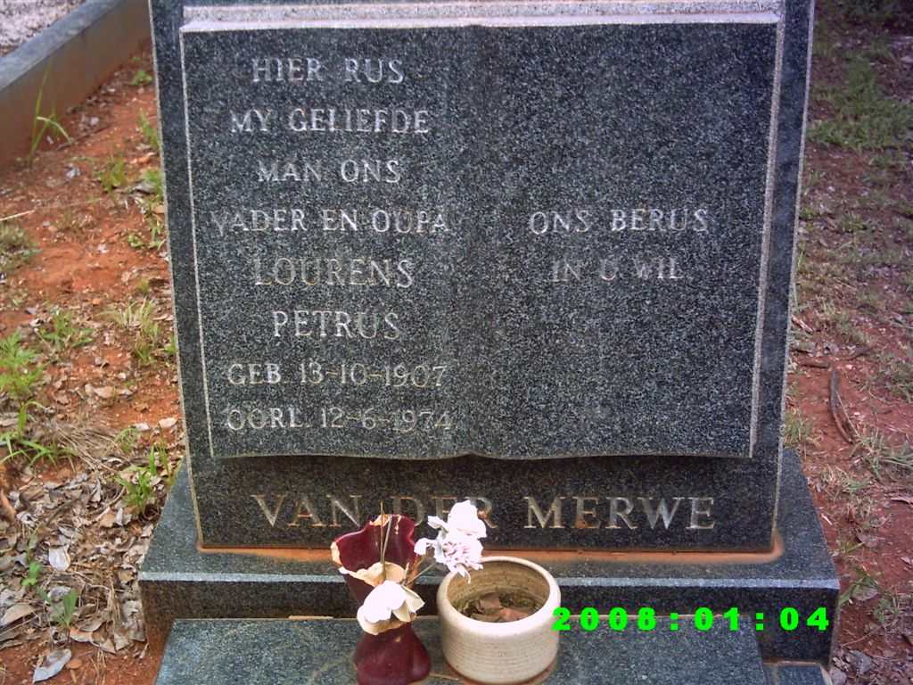 MERWE Lourens Petrus, van der 1907-1974