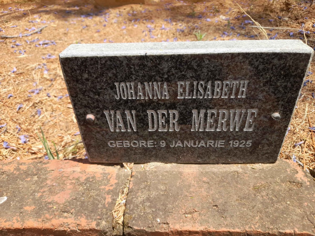 MERWE Johanna Elisabeth, van der 1925-