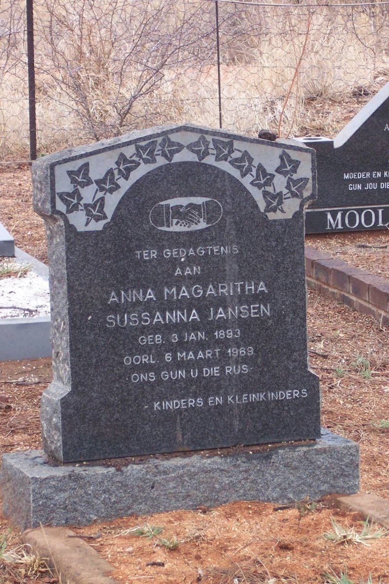 JANSEN Anna Magaritha Sussanna 1893-1969