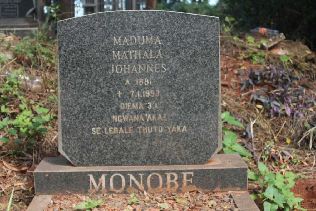 MONOBE Maduma Mathala Johannes 1881-1953