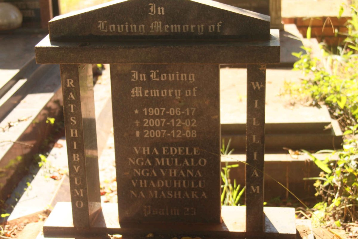 RATSHIBVUMO William 1907-2007