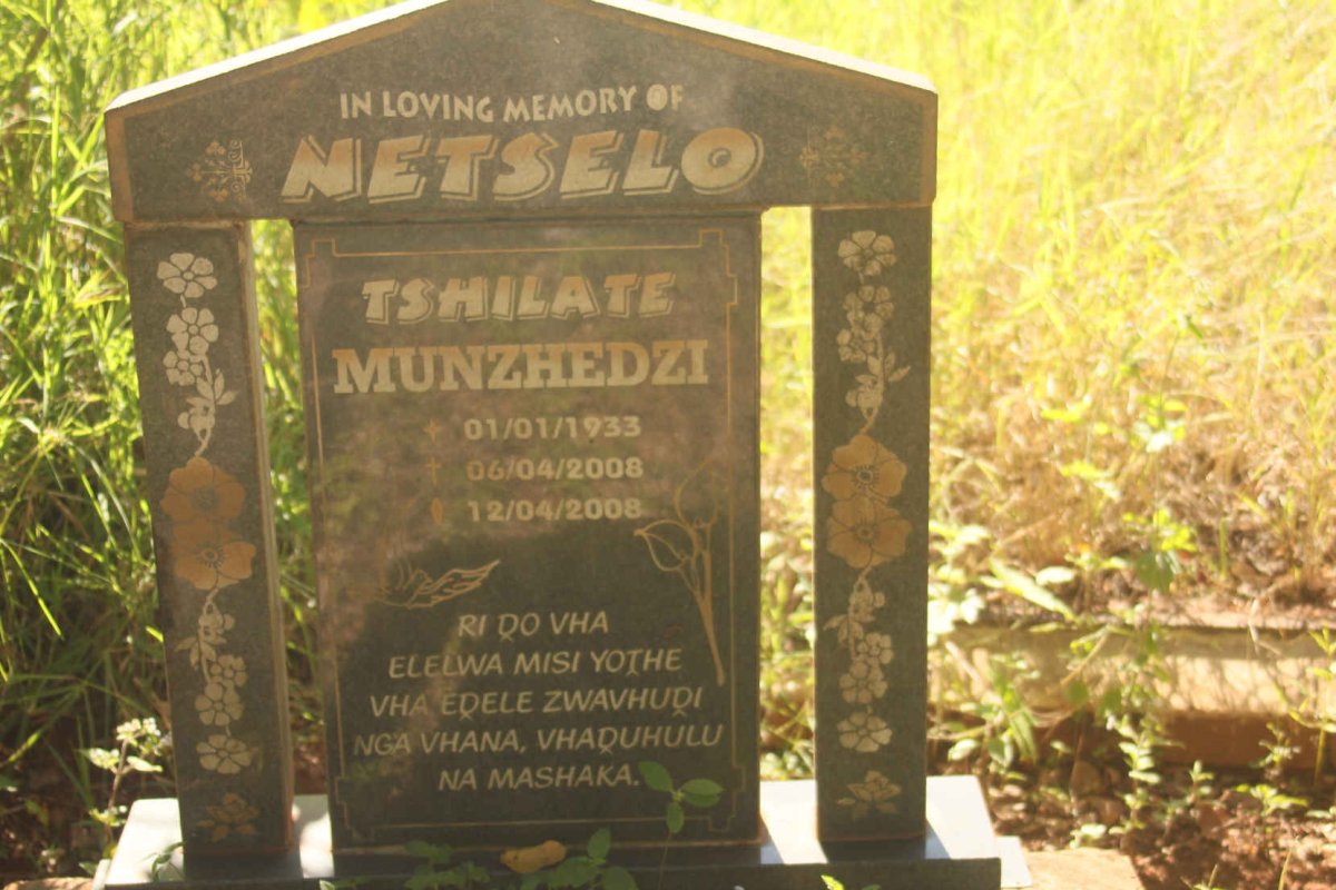 NETSELO Tshilate Munzhedzi 1933-2008